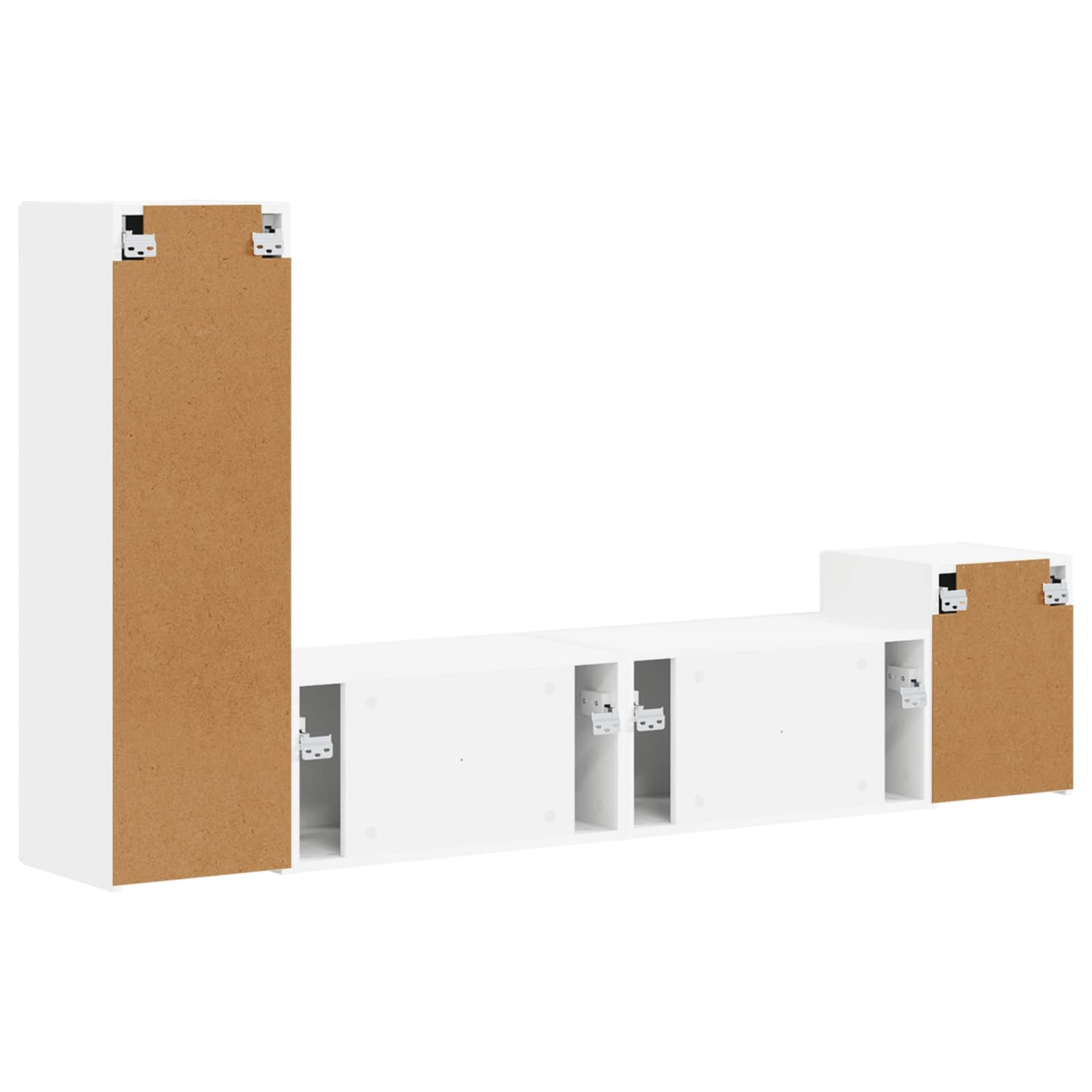 Set mobile TV Montaggio a parete 4 pcs Bianco Legno multistrato 3408997