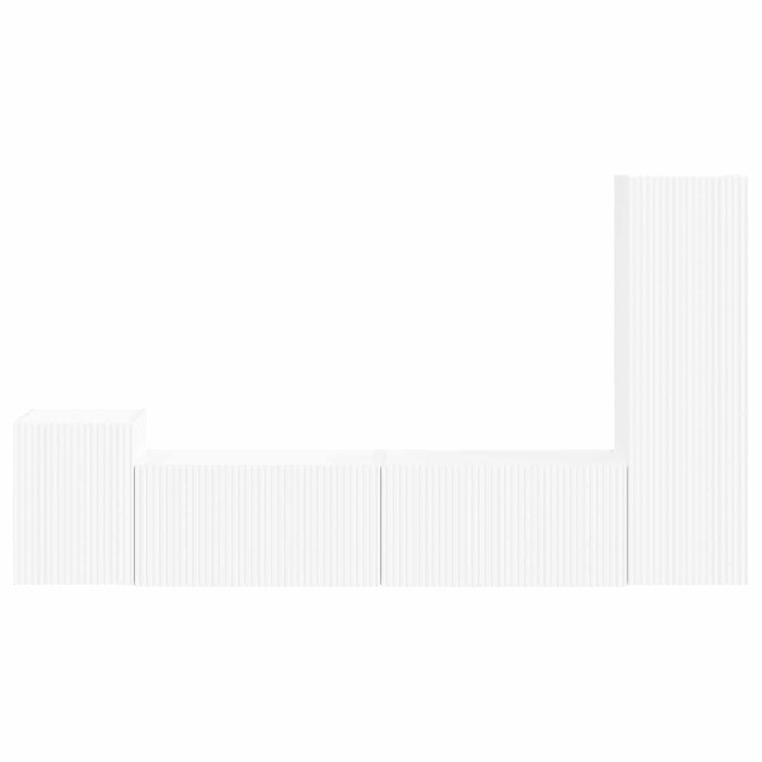 Set mobile TV Montaggio a parete 4 pcs Bianco Legno multistrato 3408997