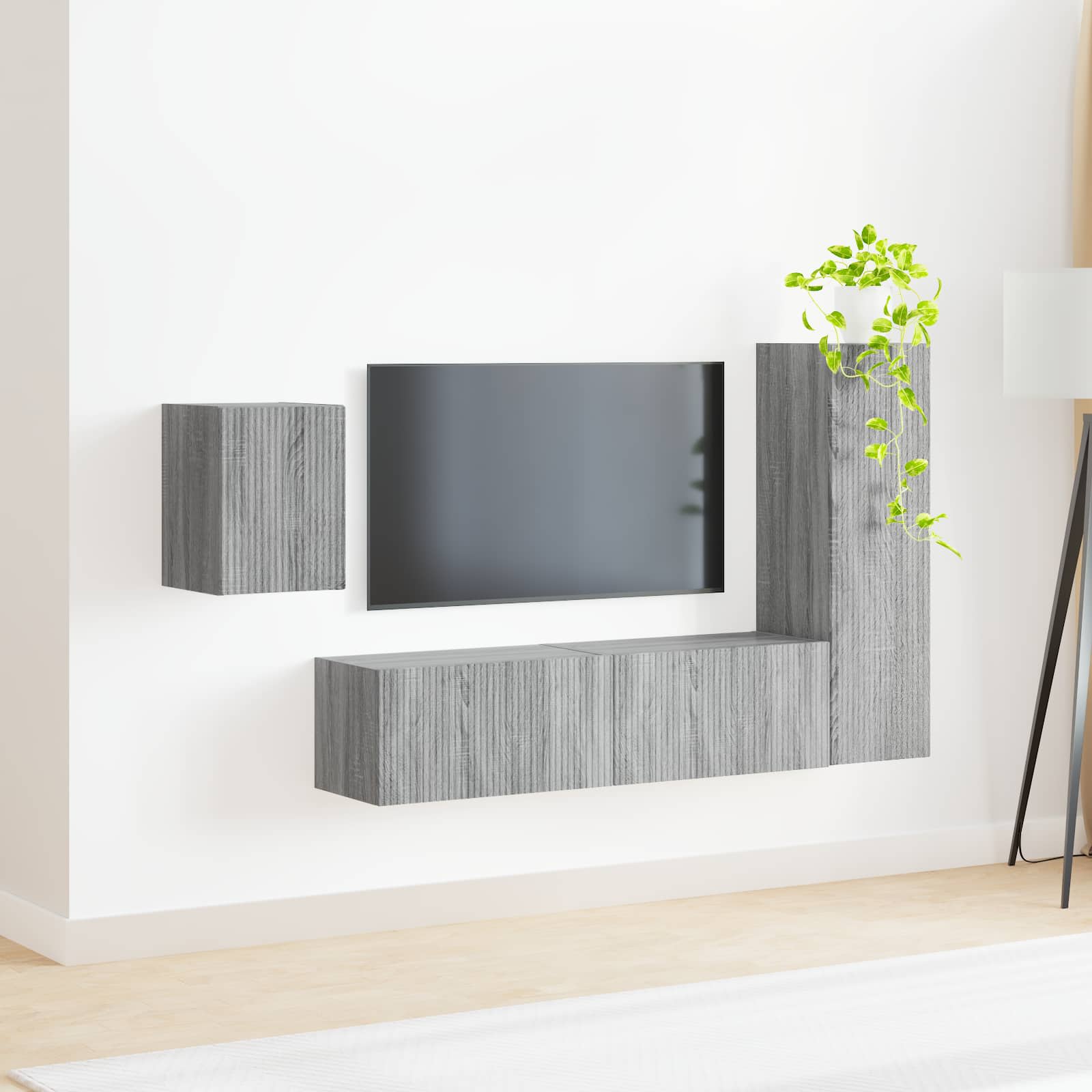 Set mobile TV 4 pcs Grigio Sonoma Legno multistrato 3409003