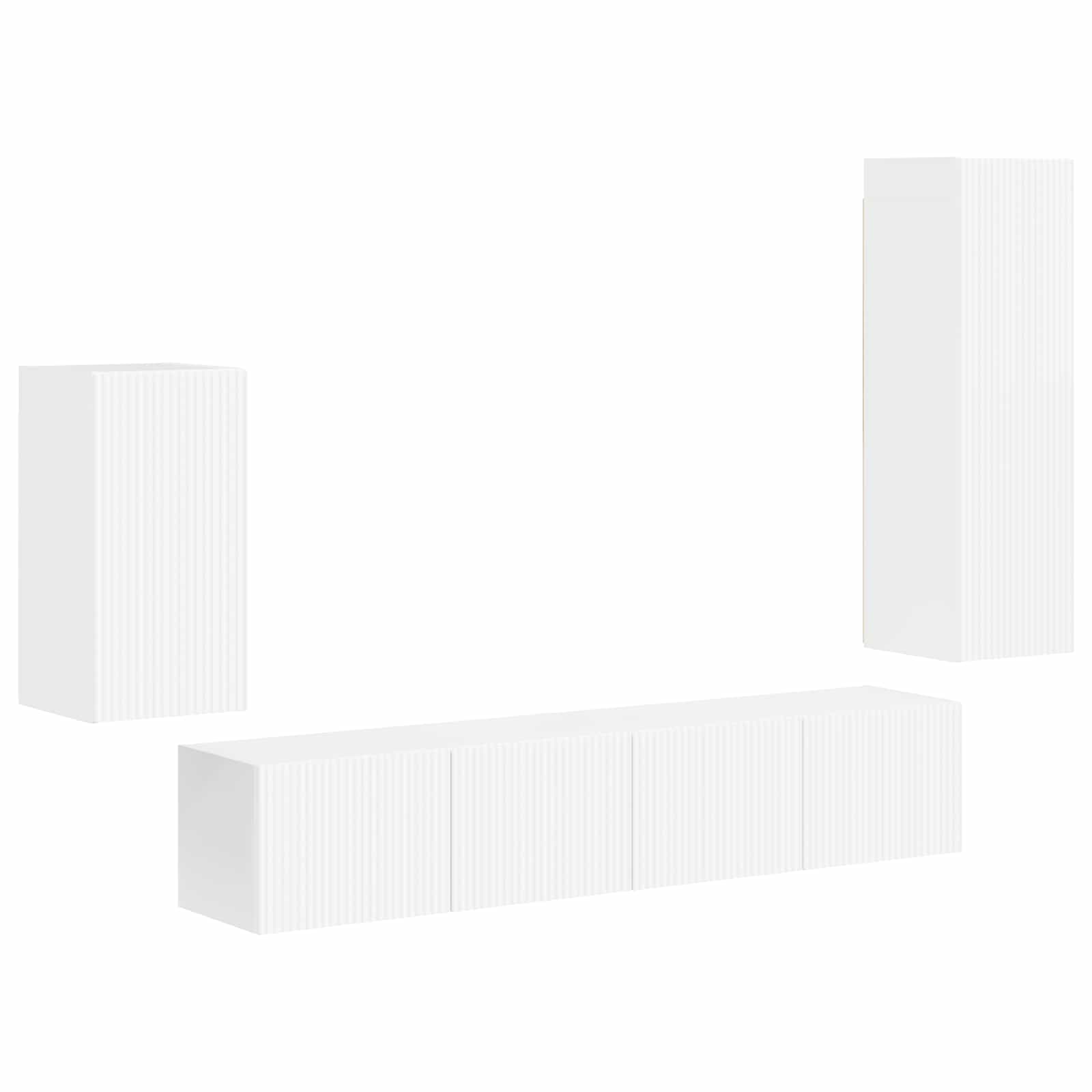 Set mobile TV 3 pcs Bianco Lucido Legno multistrato 3409010