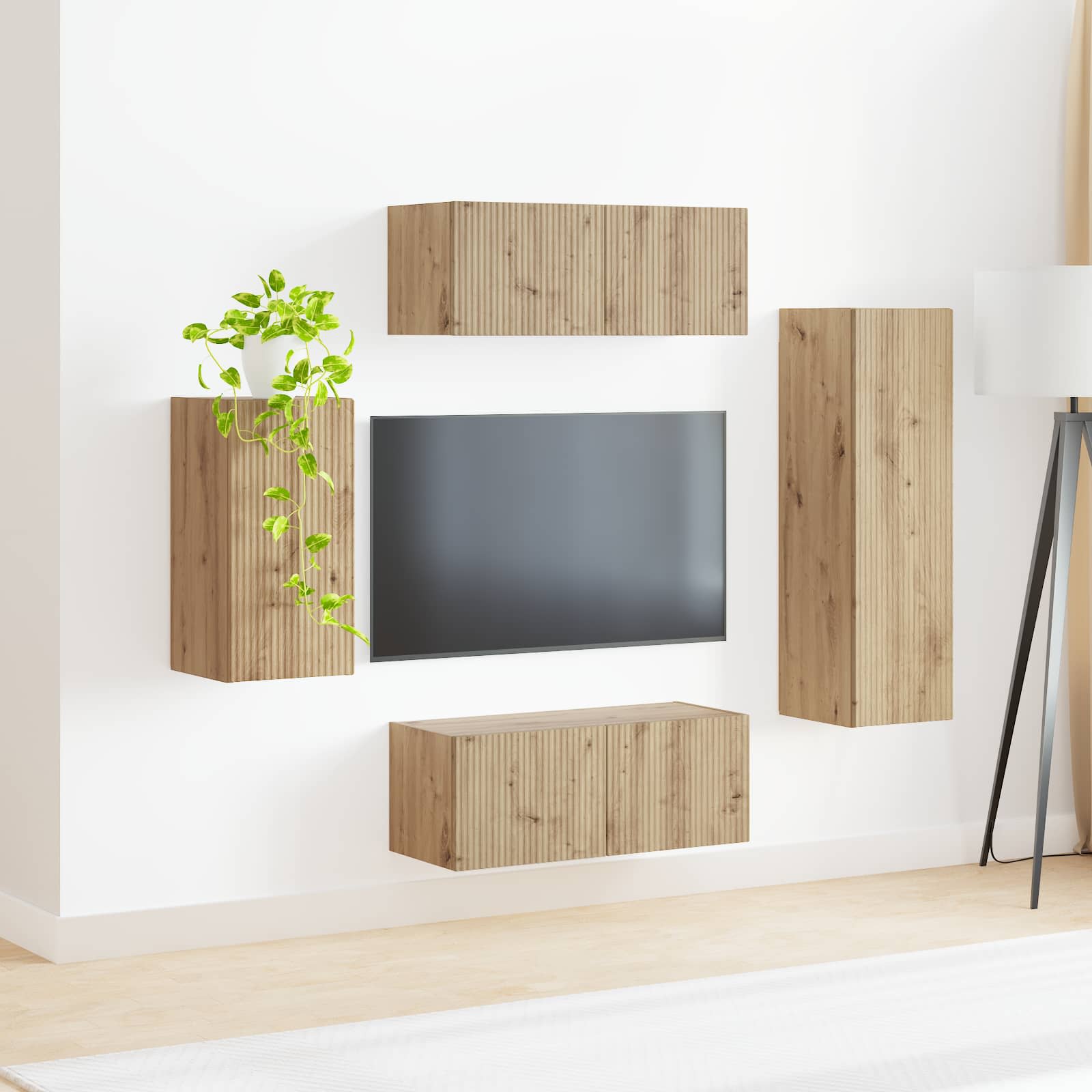 Set mobile TV 4 pcs Rovere artigianale Legno multistrato