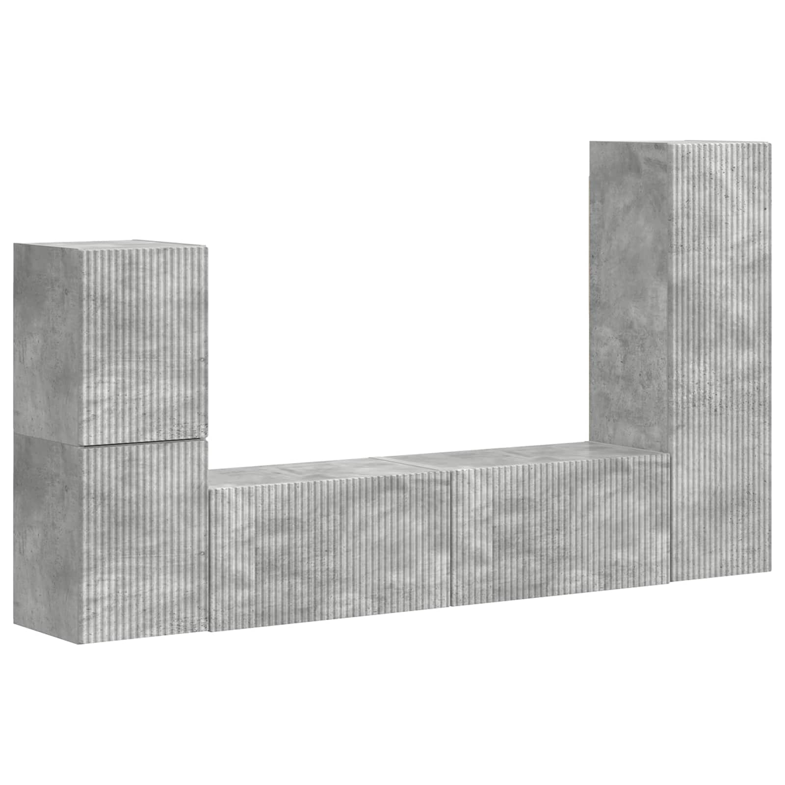 Set mobile TV 4 pcs Grigio cemento Legno multistrato 3409027