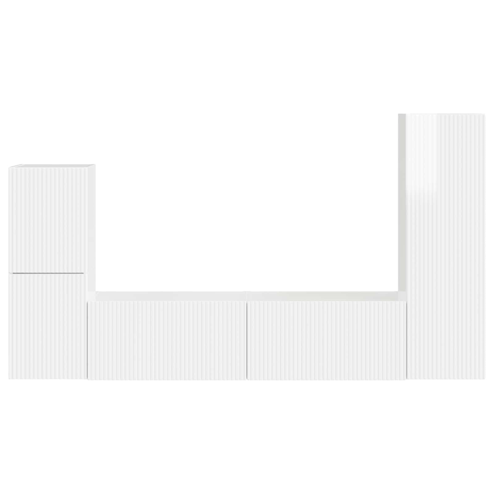 Set mobile TV 4 pcs Bianco Lucido Legno multistrato 3409028
