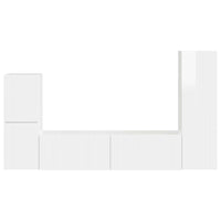 Set mobile TV 4 pcs Bianco Lucido Legno multistrato 3409028