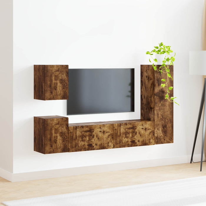 Set mobile TV 4 pcs Rovere fumé Legno multistrato