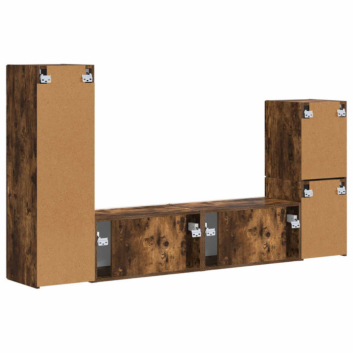 Set mobile TV 4 pcs Rovere fumé Legno multistrato 3409029