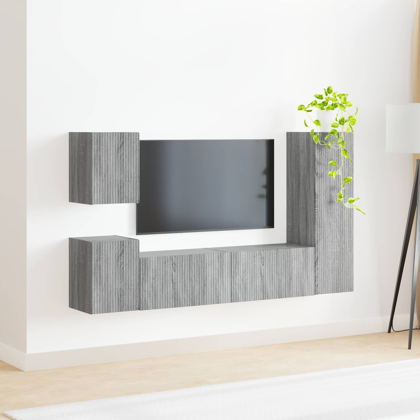 Set mobile TV 4 pcs Grigio Sonoma Legno multistrato 3409030