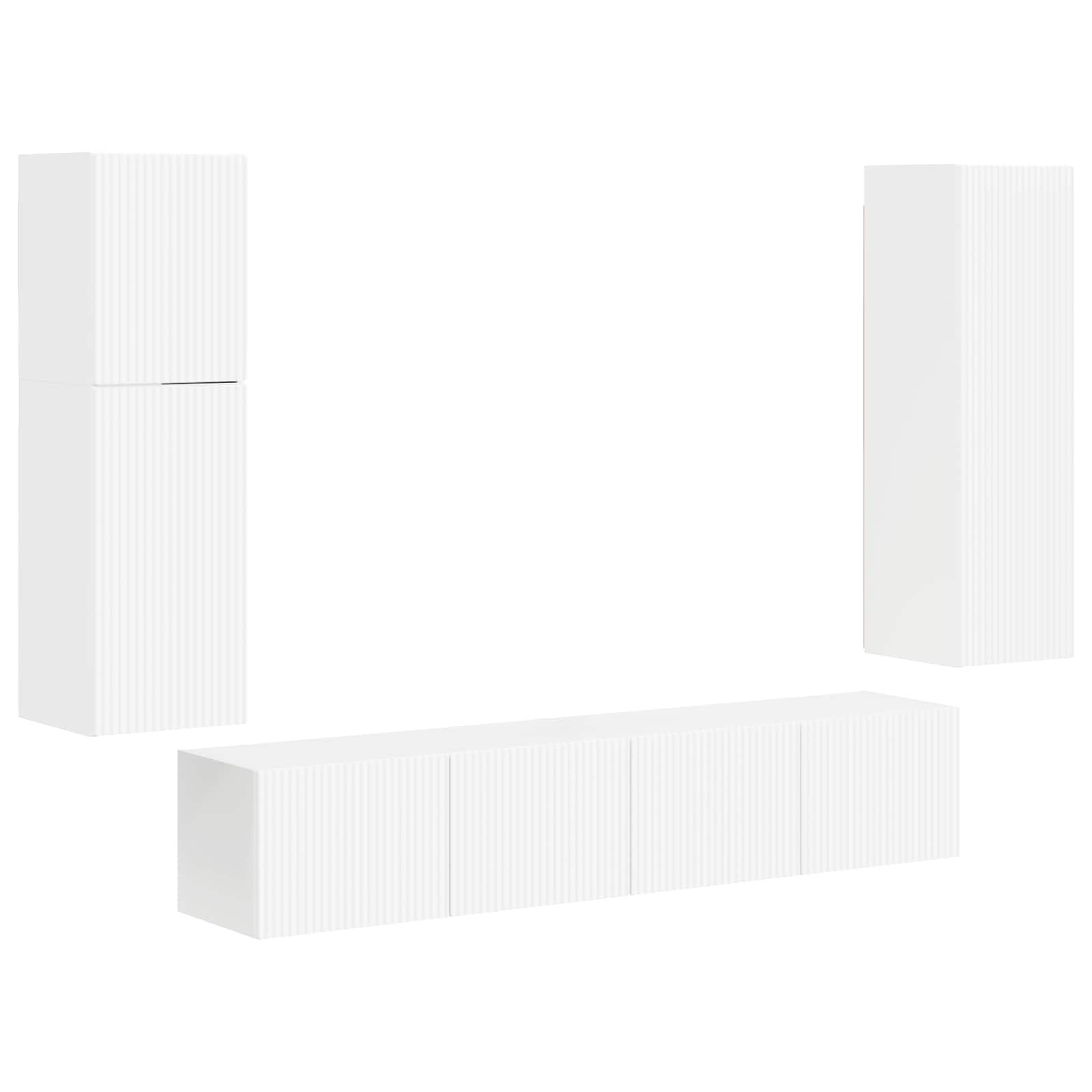 Set mobile TV 4 pcs Bianco Lucido Legno multistrato 3409037