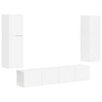 Set mobile TV 4 pcs Bianco Lucido Legno multistrato 3409037