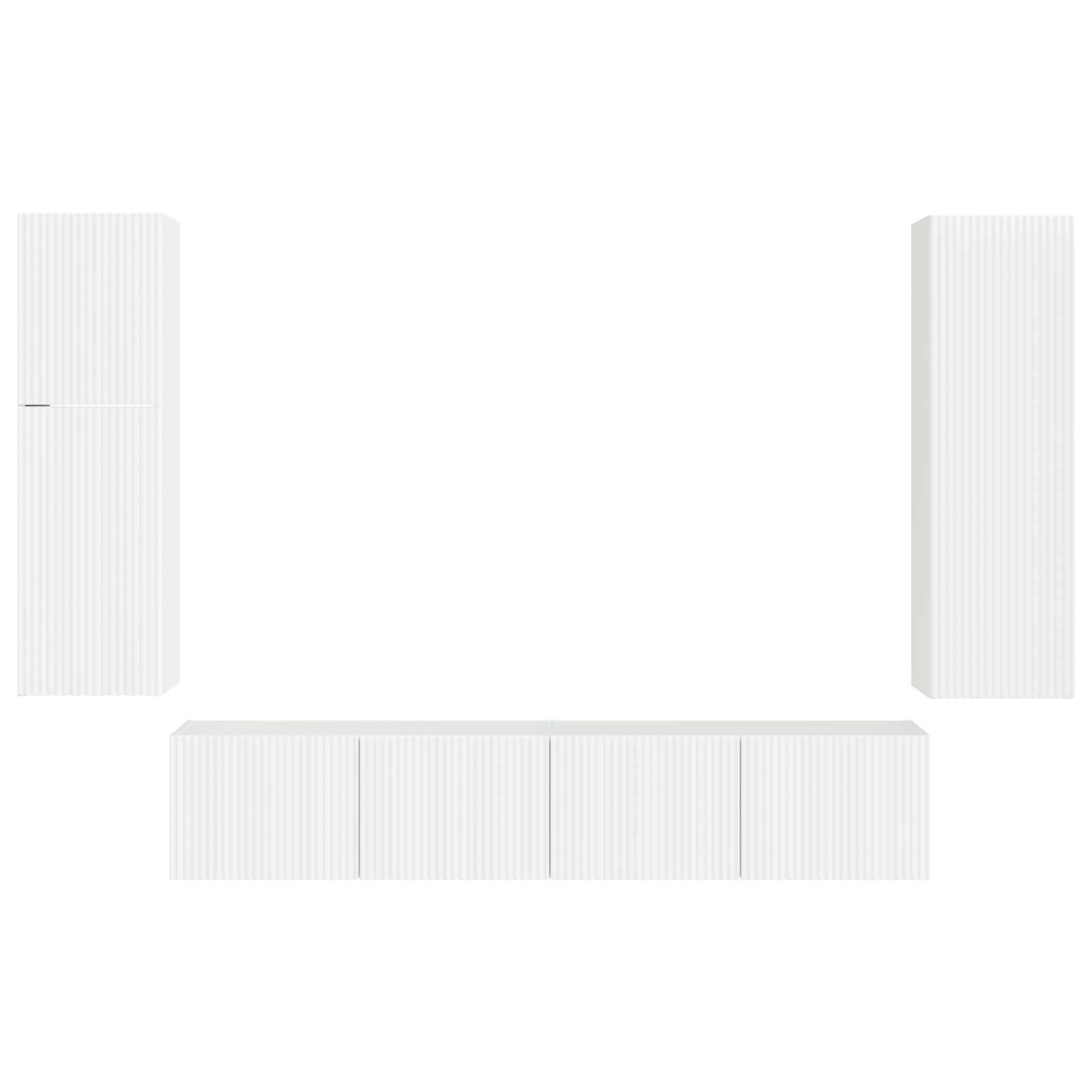 Set mobile TV 4 pcs Bianco Lucido Legno multistrato 3409037