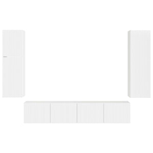 Set mobile TV 4 pcs Bianco Lucido Legno multistrato 3409037