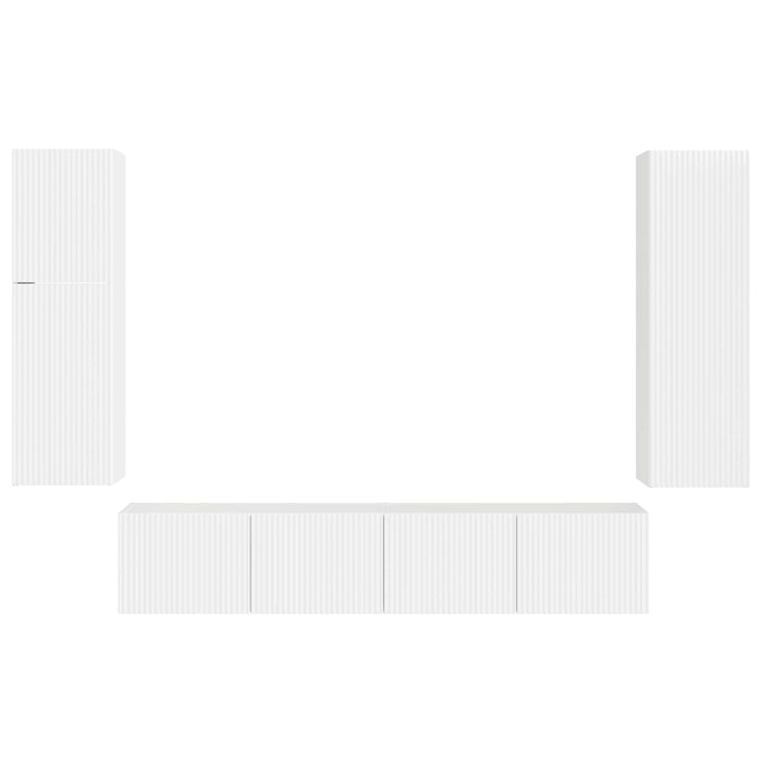 Set mobile TV 4 pcs Bianco Lucido Legno multistrato 3409037