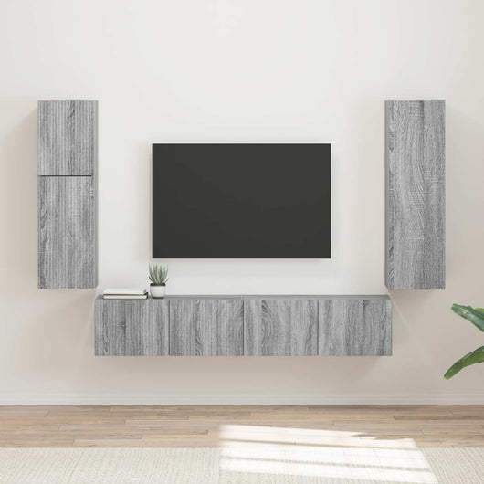 Set mobile TV 4 pcs Grigio Sonoma Legno multistrato 3409039