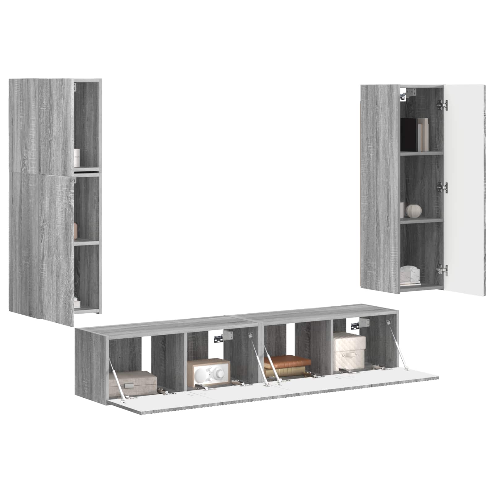 Set mobile TV 4 pcs Grigio Sonoma Legno multistrato 3409039