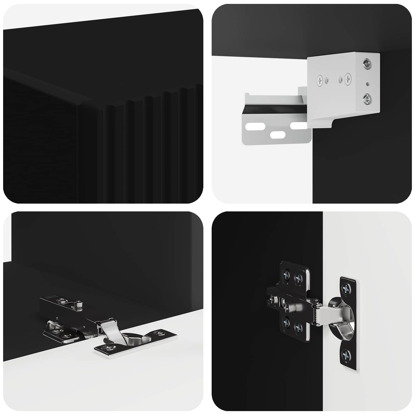 Set mobile TV Montaggio a parete 4 pcs Nero Legno multistrato 3409043