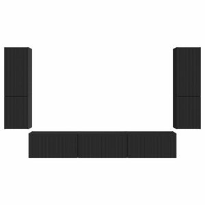 Set mobile TV Montaggio a parete 4 pcs Nero Legno multistrato 3409043