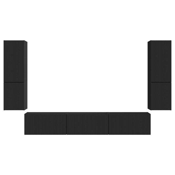 Set mobile TV Montaggio a parete 4 pcs Nero Legno multistrato 3409043