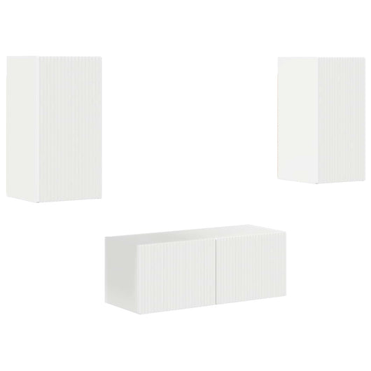 Set mobile TV 6 pcs Bianco Lucido Legno multistrato 3409064