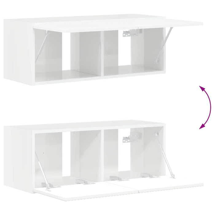 Set mobile TV 6 pcs Bianco Lucido Legno multistrato 3409064