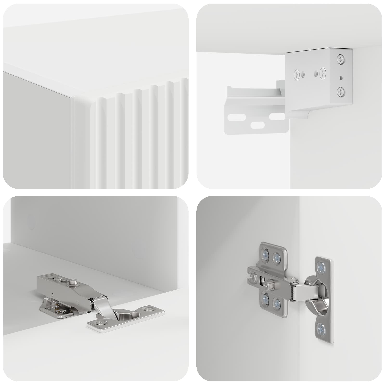 Set mobile TV Montaggio a parete 3 pcs Bianco Legno multistrato 3409069