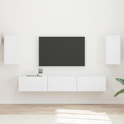 Set mobile TV Montaggio a parete 3 pcs Bianco Legno multistrato 3409069