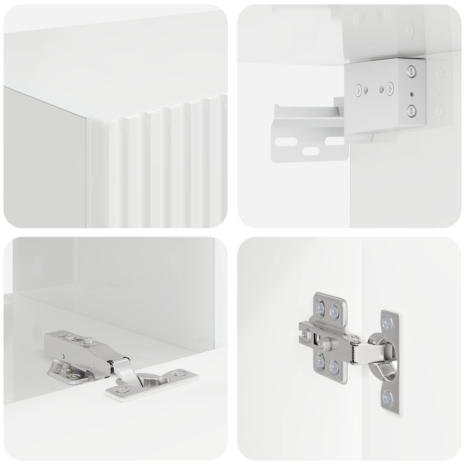 Set mobile TV 3 pcs Bianco Lucido Legno multistrato 3409073