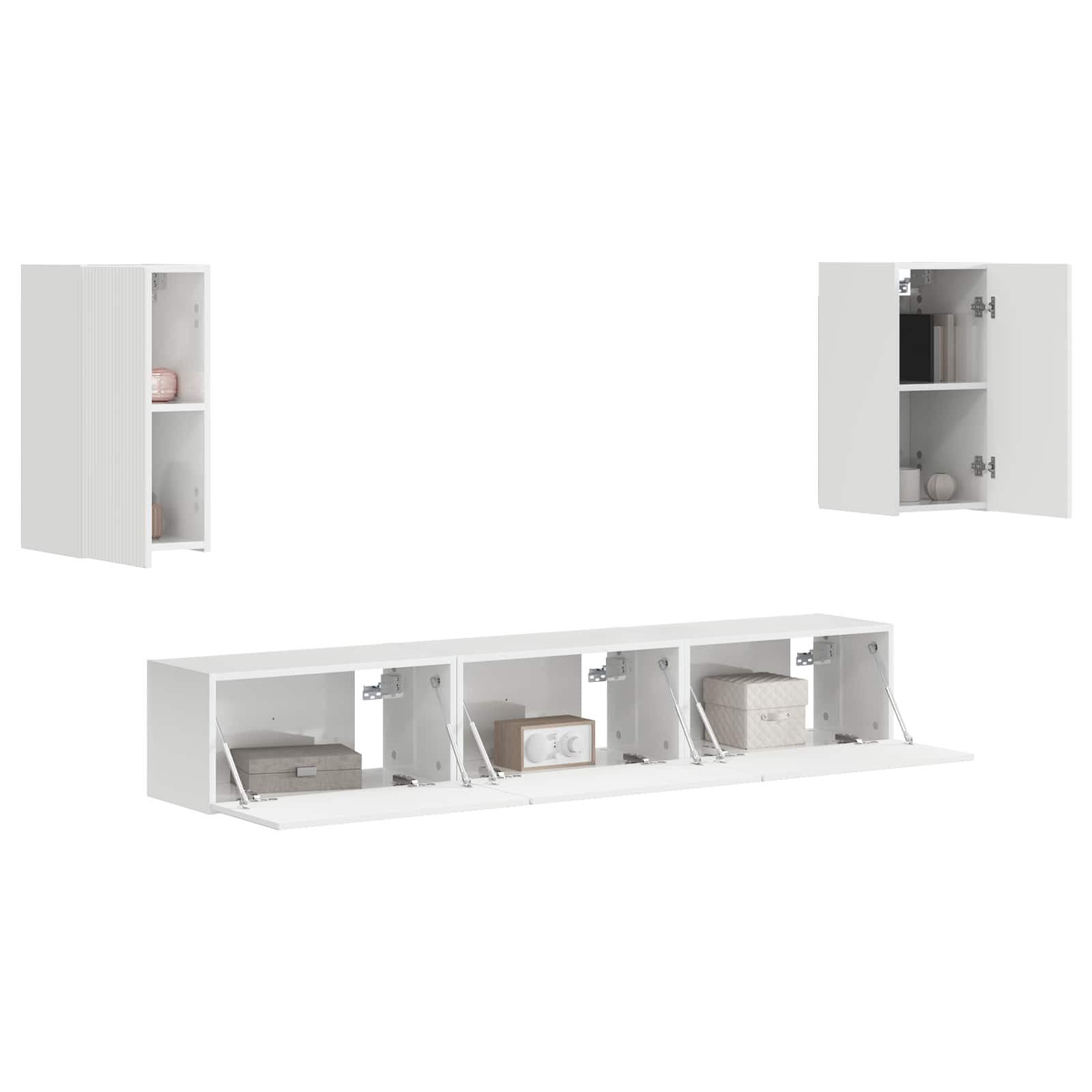 Set mobile TV 3 pcs Bianco Lucido Legno multistrato 3409073