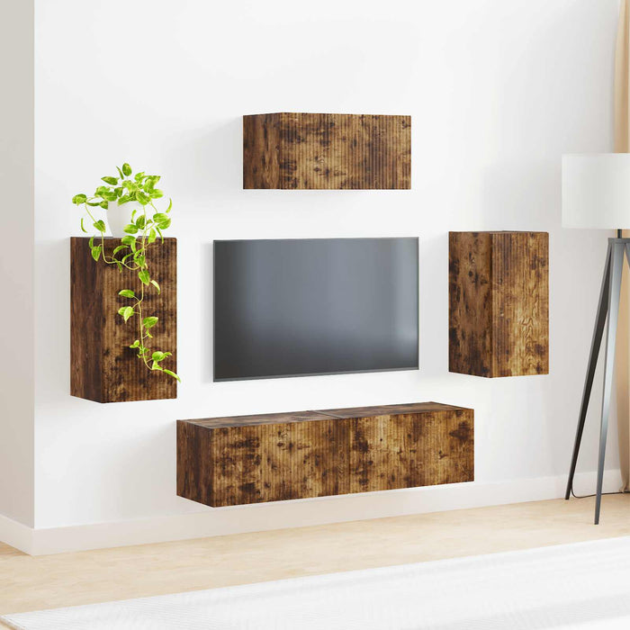Set mobile TV 5 pcs Rovere fumé Legno multistrato