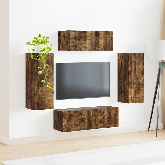 Set mobile TV 4 pcs Rovere fumé Legno multistrato