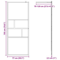 Parete Doccia Walk-in Nero 80 x 195 x 0.5 cm Vetro e Alluminio 42025247