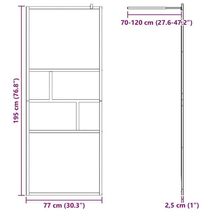 Parete Doccia Walk-in Nero 80 x 195 x 0.5 cm Vetro e Alluminio 42025247