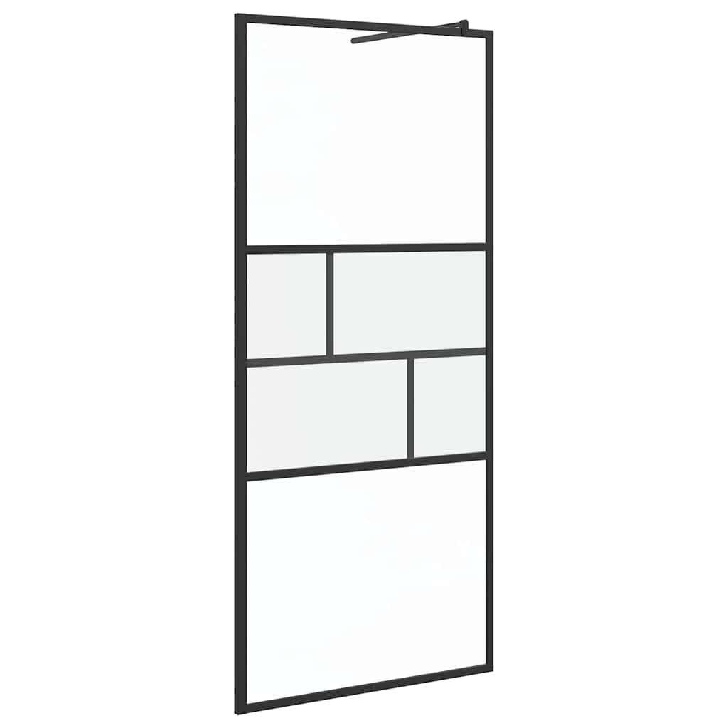 Parete Doccia Walk-in Nero 80 x 195 x 0.5 cm Vetro e Alluminio 42025248