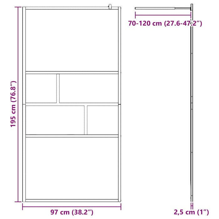 Parete Doccia Walk-in Nero 80 x 195 x 0.5 cm Vetro e Alluminio 42025249