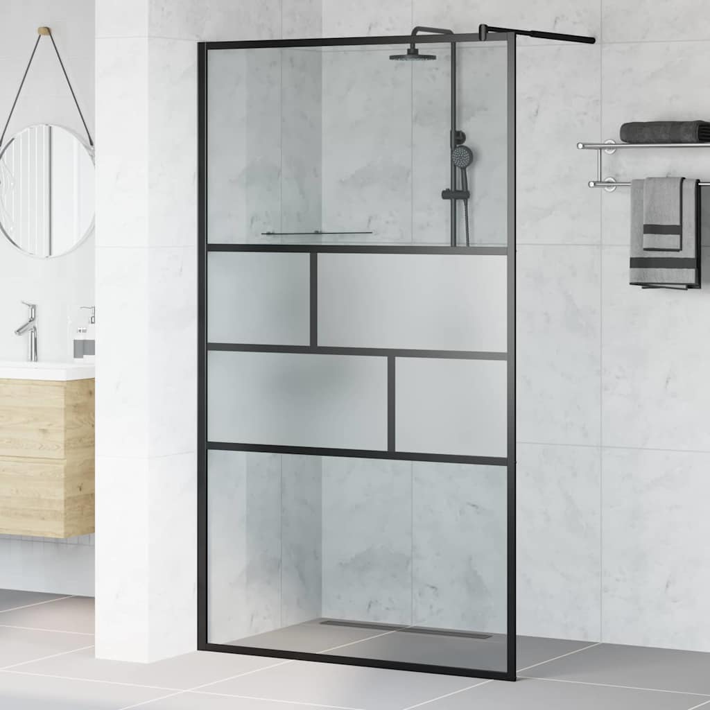 Parete Doccia Walk-in Nero 80 x 195 x 0.5 cm Vetro e Alluminio 42025250