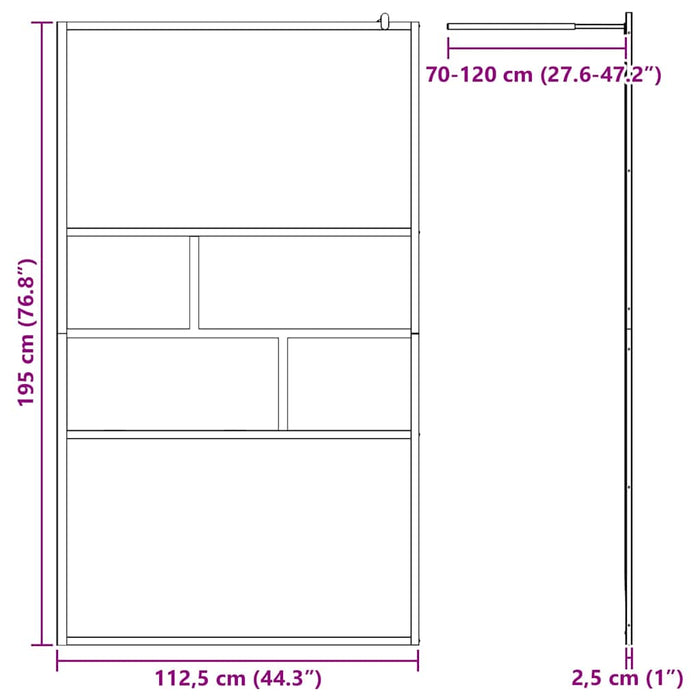 Parete Doccia Walk-in Nero 80 x 195 x 0.5 cm Vetro e Alluminio 42025250