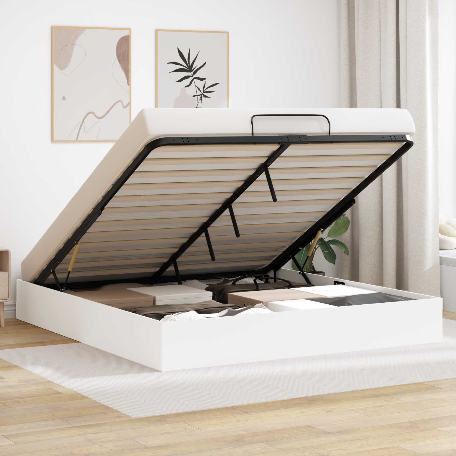 Letto ottomano Bianco 193 x 120 x 25 cm Truciolare 3409205