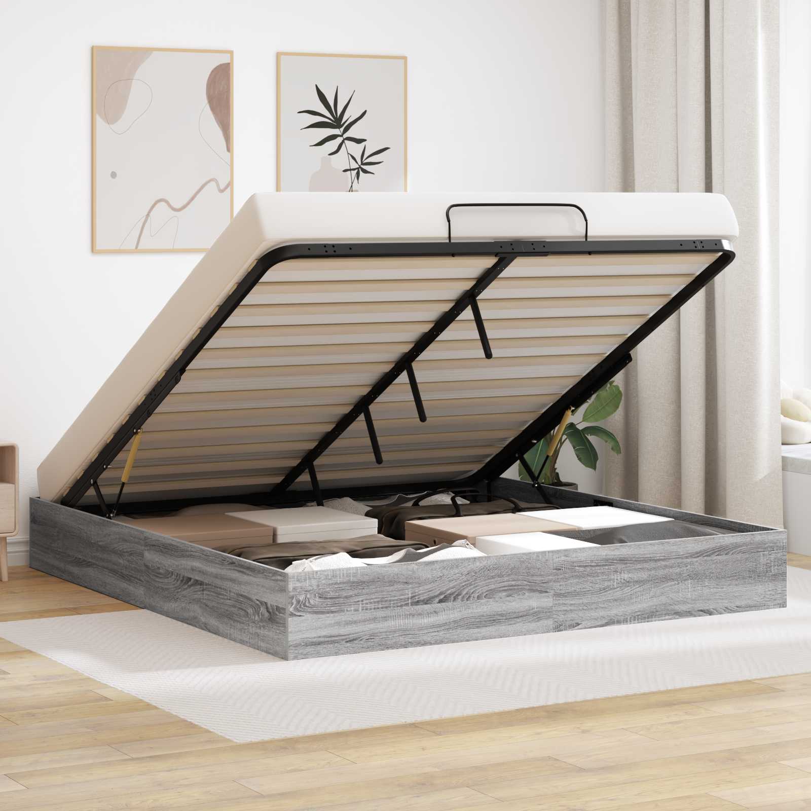 Letto ottomano Grigio Sonoma 193 x 120 x 25 cm Truciolare 3409210