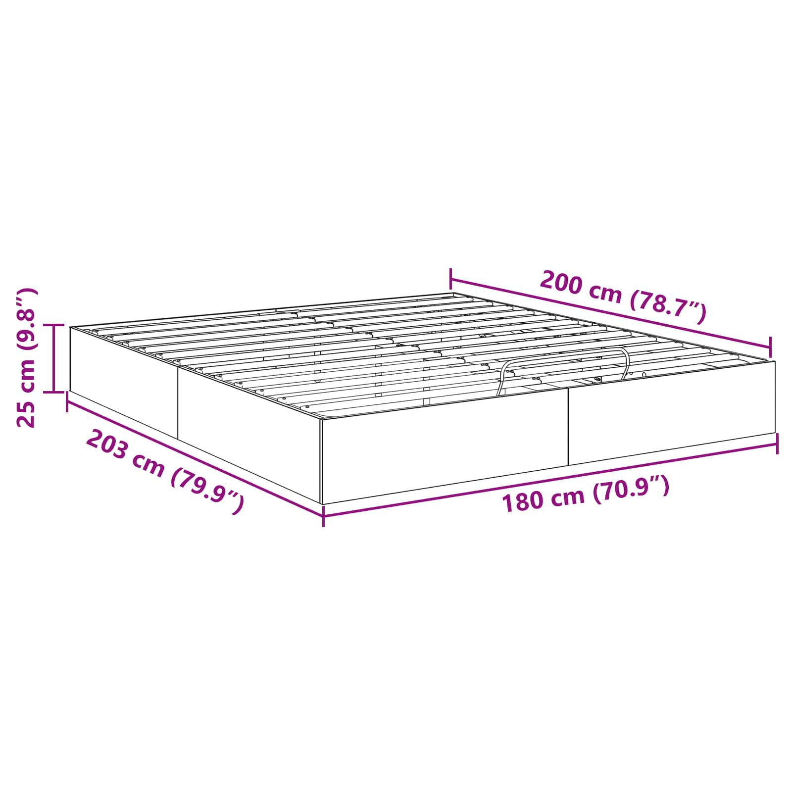 Letto ottomano Grigio Sonoma 193 x 120 x 25 cm Truciolare 3409210