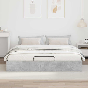 Letto ottomano Grigio cemento 160 x 200 cm Legno multistrato