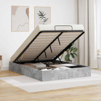 Letto ottomano Grigio cemento 150 x 200 cm Legno multistrato