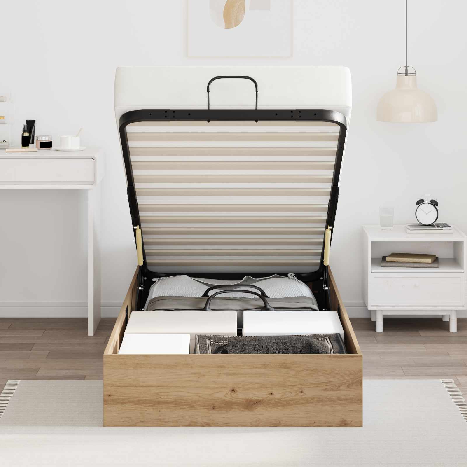Letto ottomano Rovere artigianale 90 x 200 cm Legno multistrato