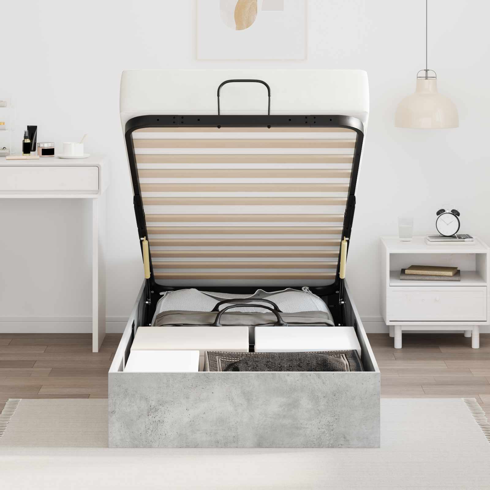 Letto ottomano Grigio cemento 80,5 x 200 cm Legno multistrato