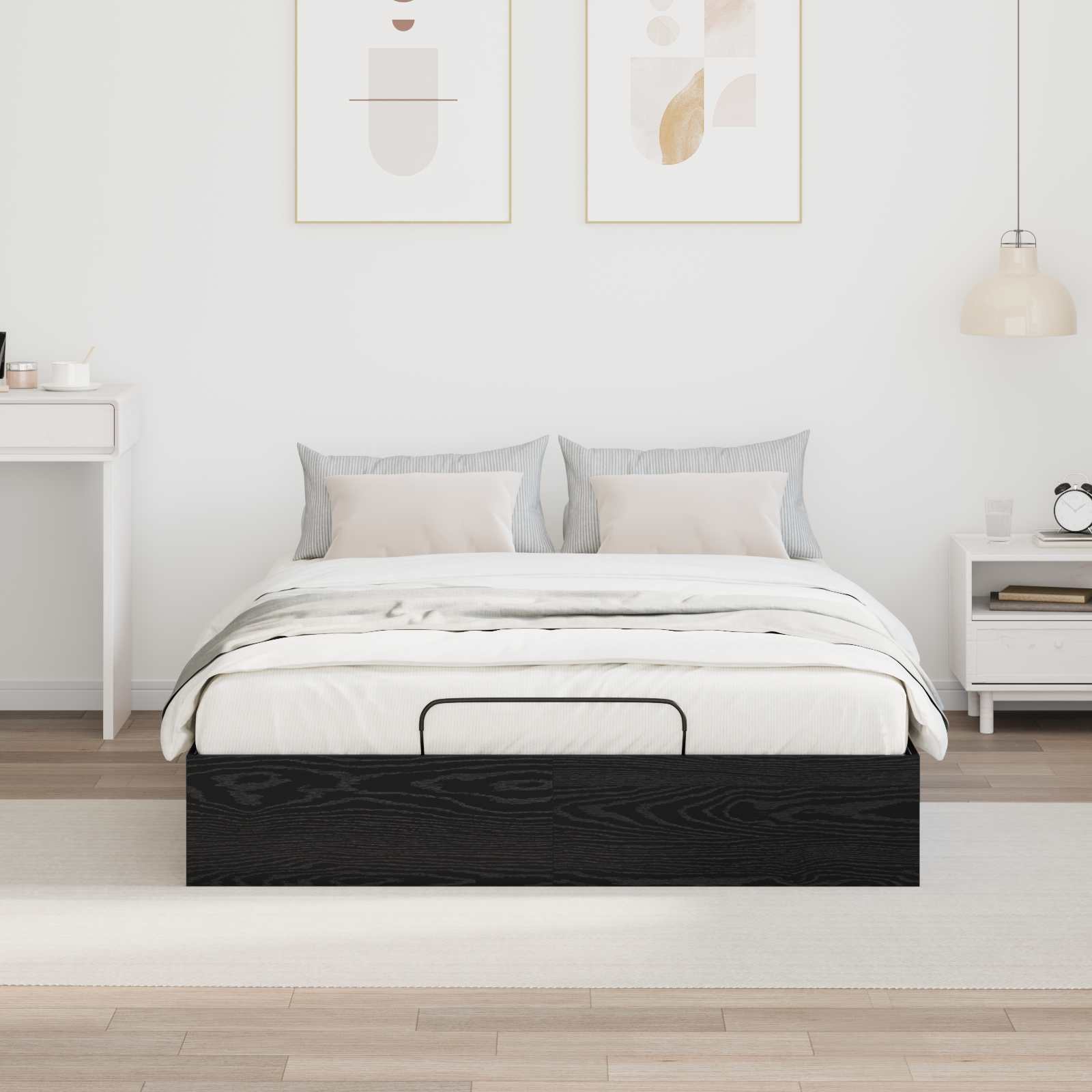 Letto ottomano Rovere Nero 193 x 120 x 25 cm Truciolare 3409270