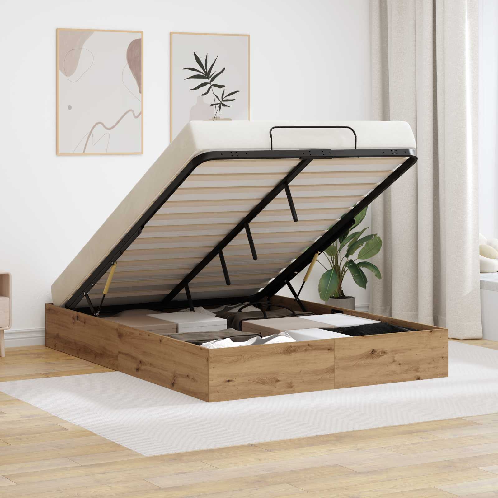 Letto ottomano Rovere artigianale 140 x 200 cm