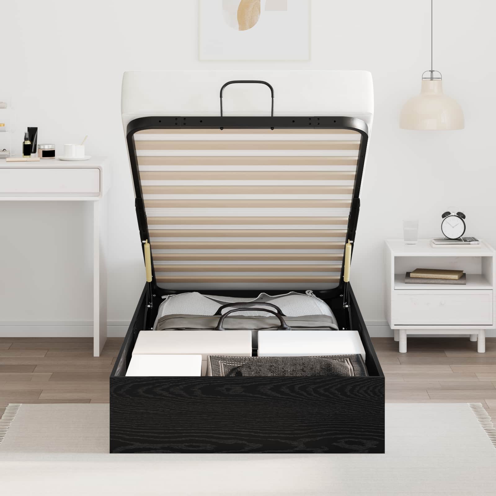 Letto ottomano Rovere Nero 193 x 75,5 x 25 cm Legno multistrato