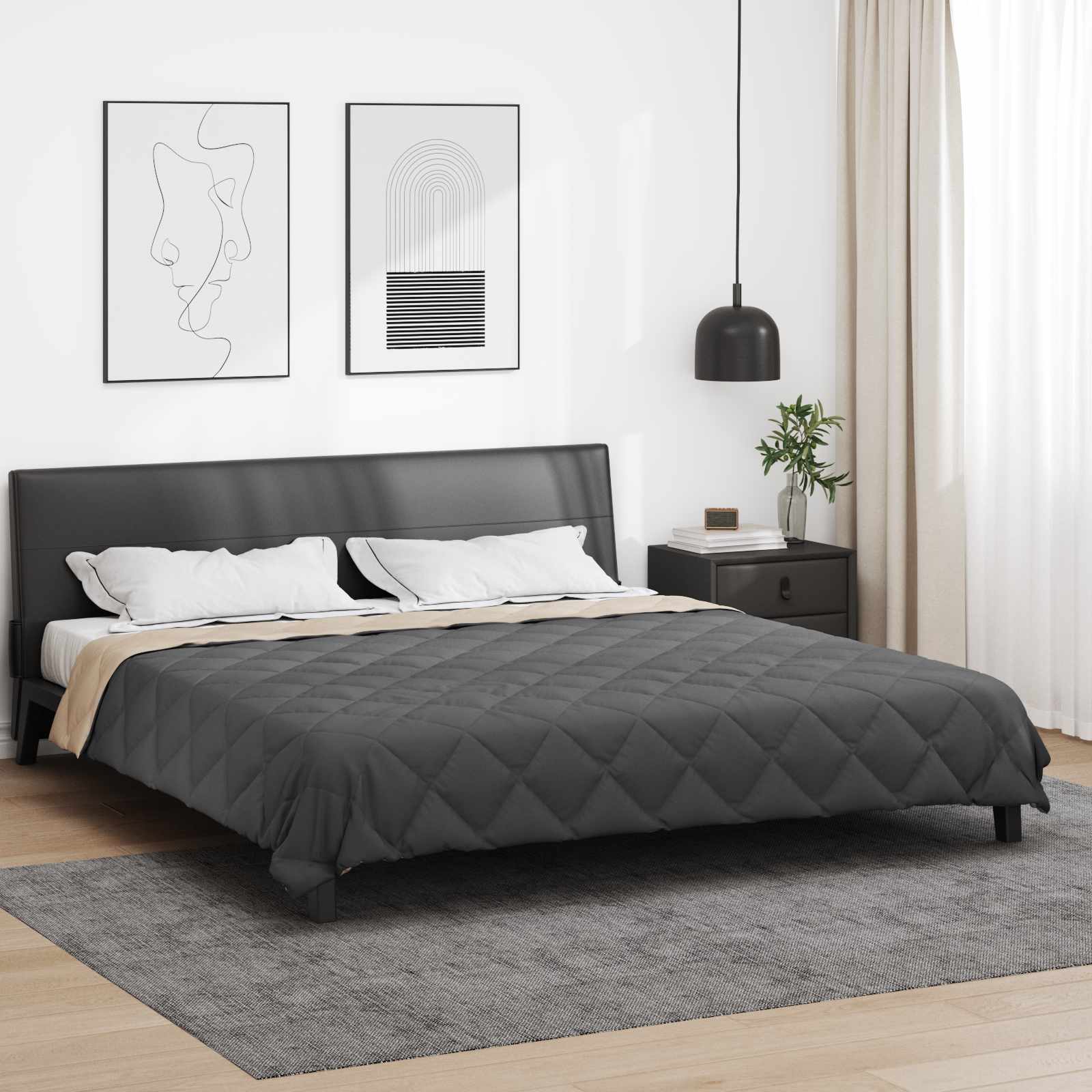 Duvet Estivo Antracite e Talpa 220 x 260 cm Microfibra 42025426