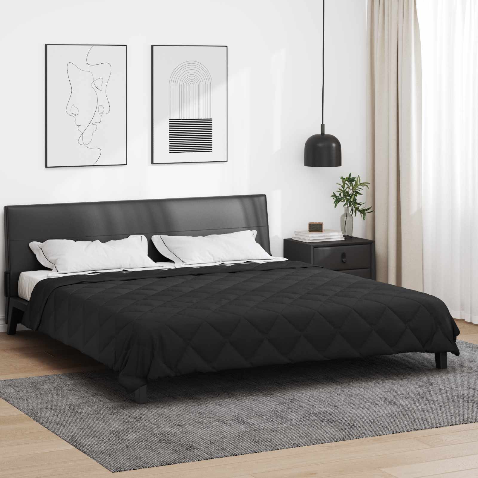Duvet Estivo Nero 220 x 240 cm Microfibra 42025473