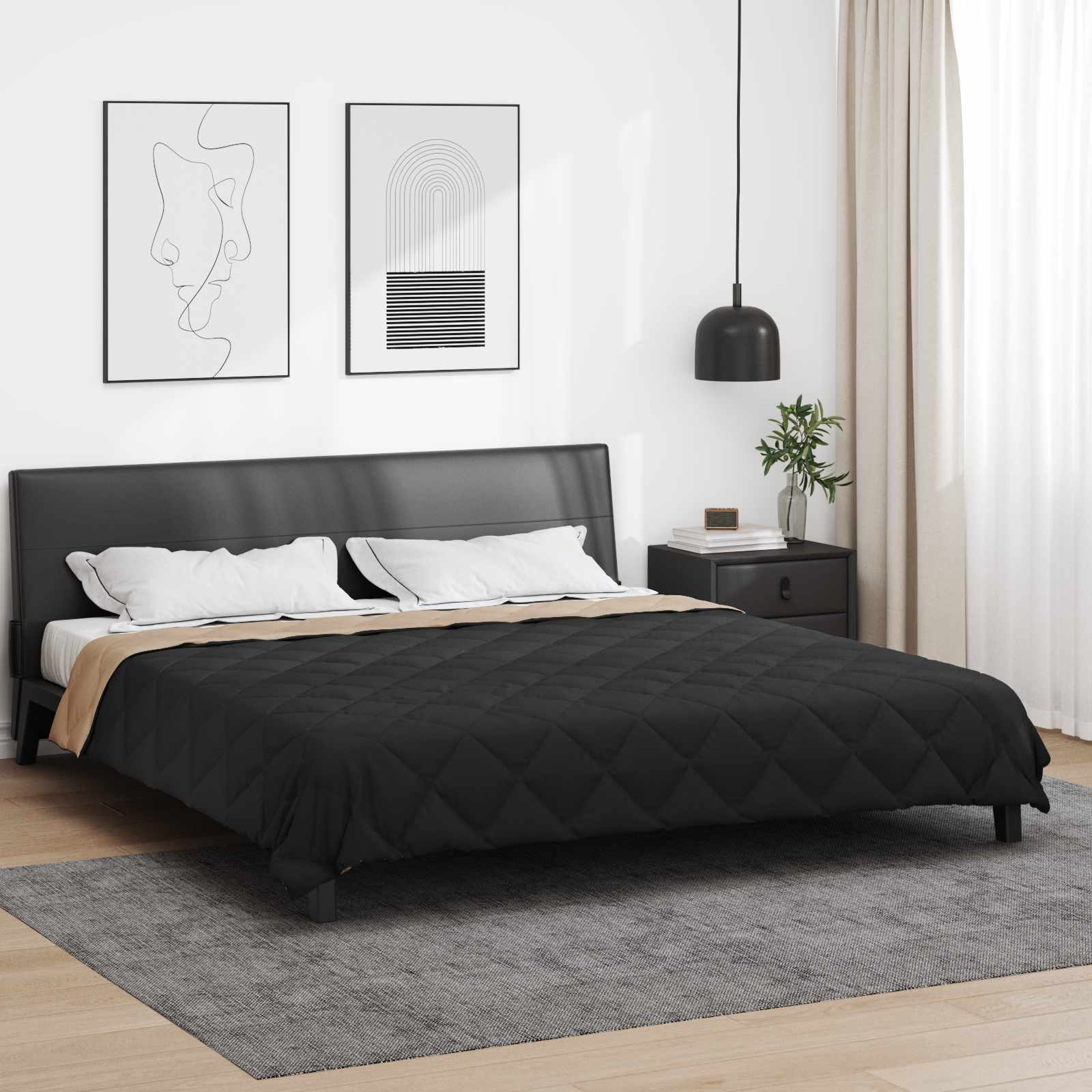 Duvet Estivo Nero e Talpa 220 x 200 cm Microfibra 42025496
