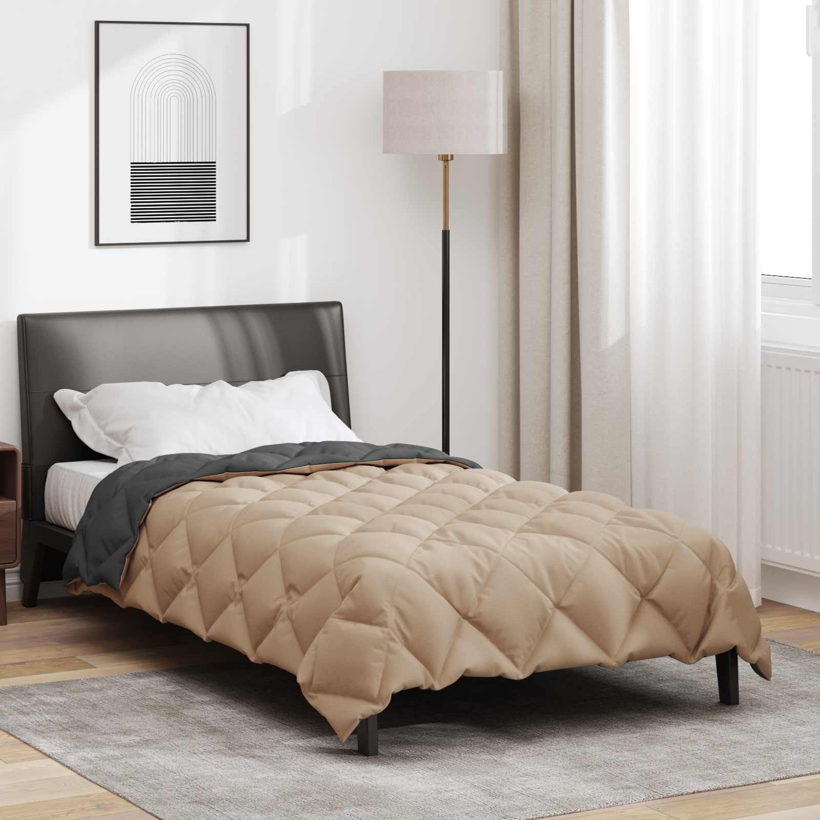 Duvet Invernale Antracite e Talpa 220 x 135 cm Microfibra 42025661