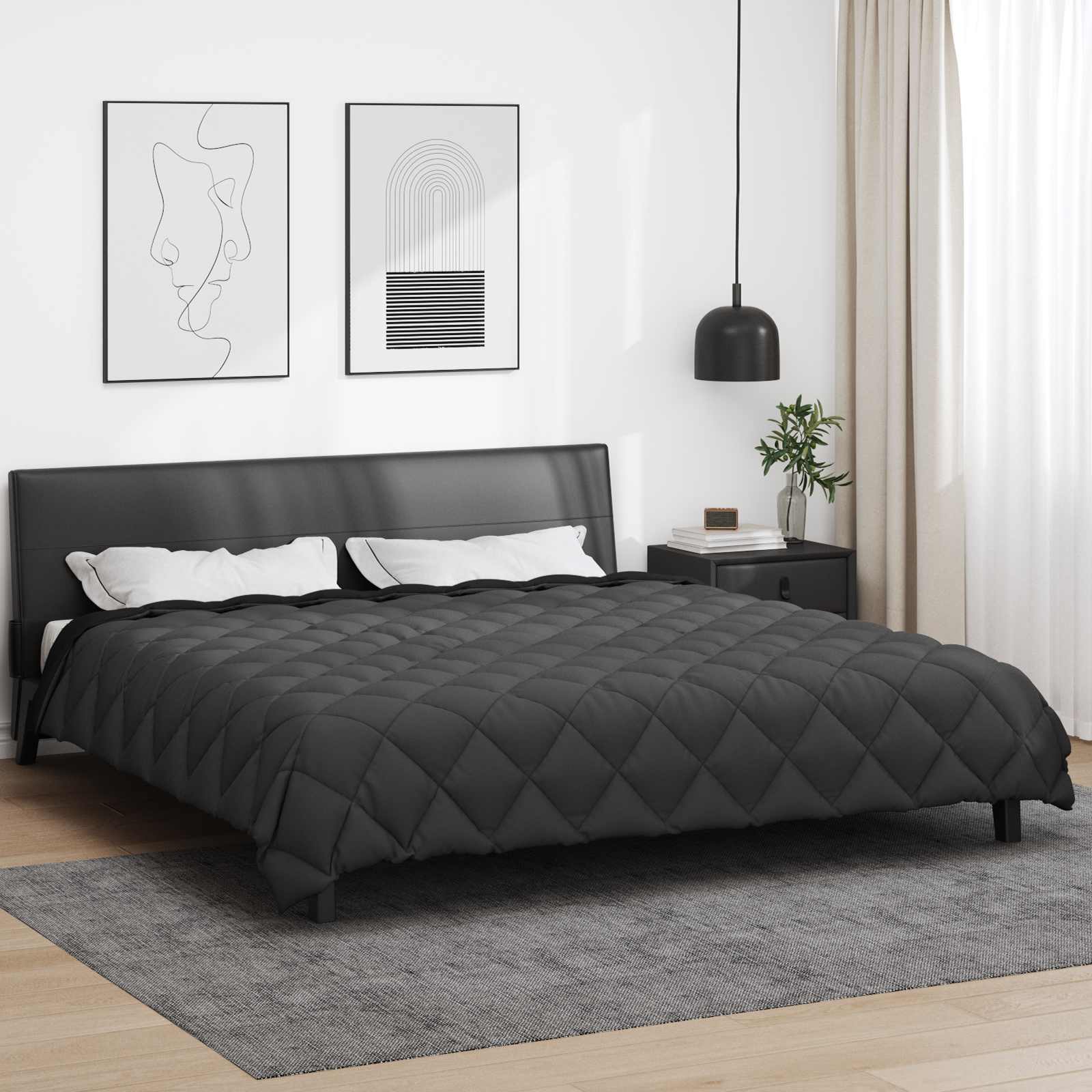 Duvet Invernale Nero e antracite 200 x 200 cm Microfibra 42025719